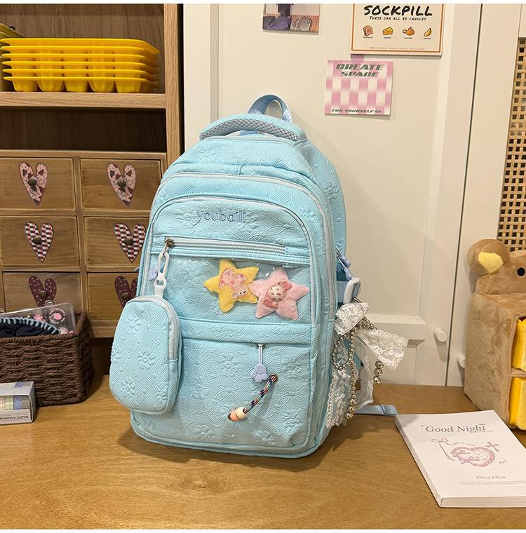 Gentle Candy Color Texture Junior Lightweight Commuter Leisure Backpack