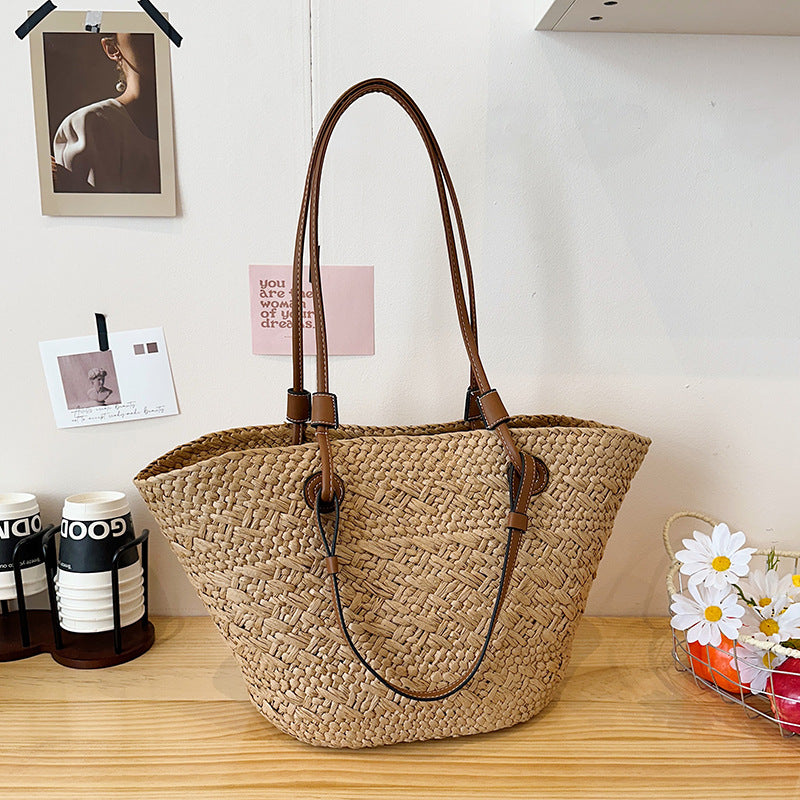 Women's Woven Straw Summer Seaside Beach Portable Large Capacity Shoulder Bags