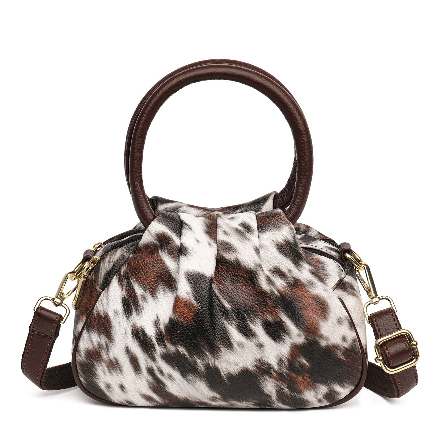 Women's Leopard Print Large Capacity Pleated Cloud Women's Handbag