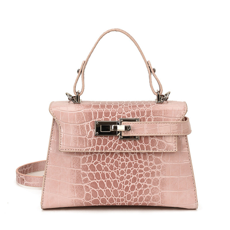 Women's Retro Simple Crocodile Pattern Kelly Contrast Color Texture Small Square Bag