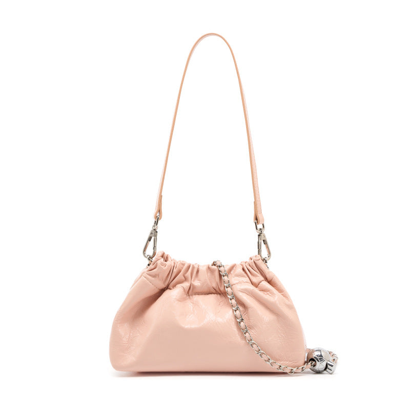 High-grade Chain Pleated Cloud Korean Style Portable Genuine Leather Bags