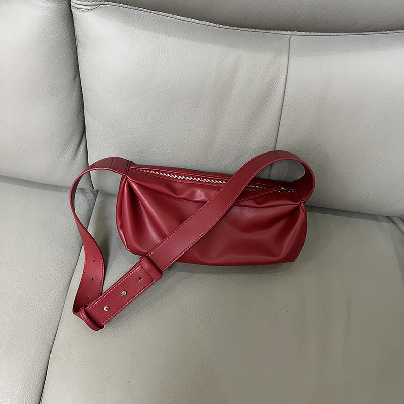 Women's Ge Trendy Simple Light Vintage Wide Strap Soft Leather Women's Shoulder Bag