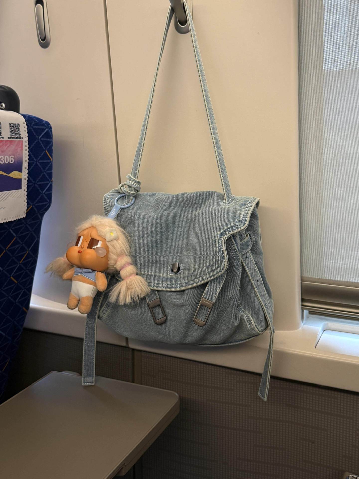 Creative Washed Denim Retro Commuter Flap Tote Bag