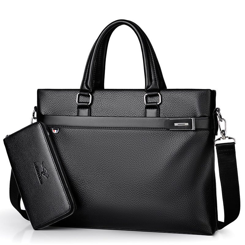 Men's Large Capacity Business Soft Leather Computer Shoulder Bags