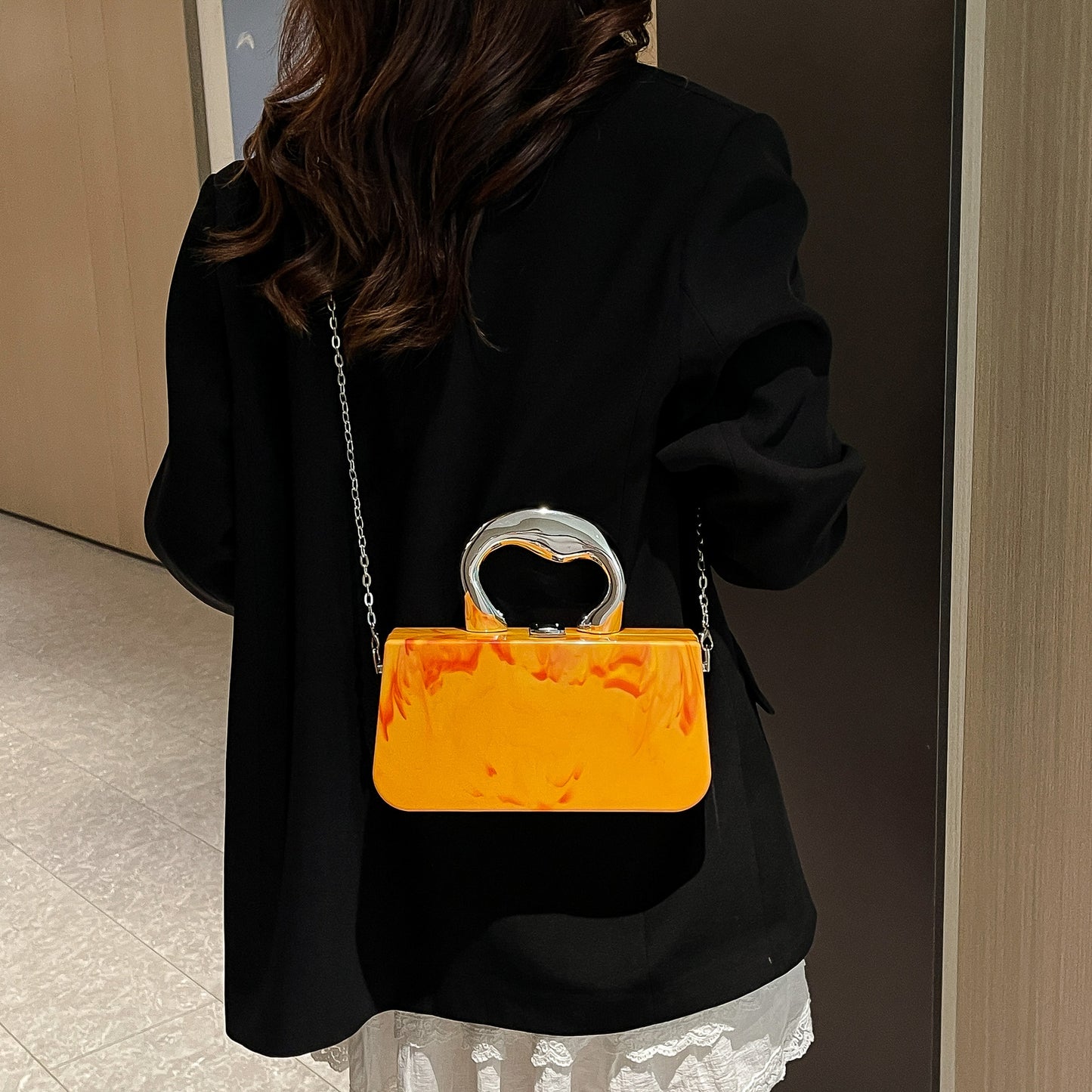 Women's Candy Color Box Spring Ice Crack Dinner Bag