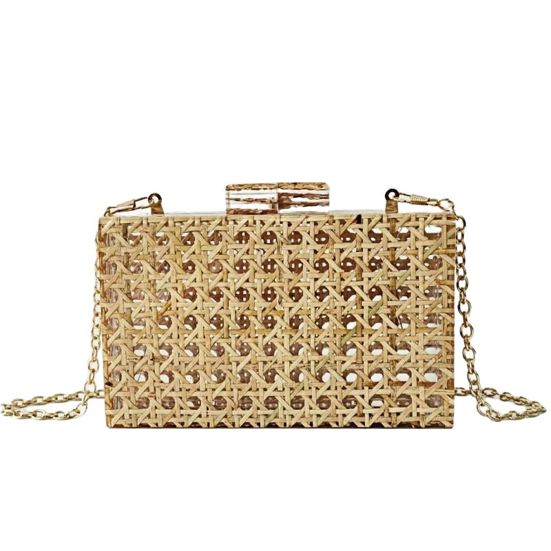 Vintage Rattan Fashion Acrylic Chain Clutch Bags