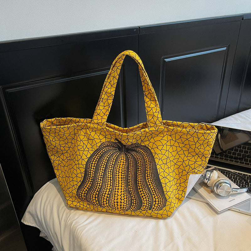 Women's Style Polka Dot Pumpkin Fashionable Large Capacity Printed High Sense Women's Messenger Bag