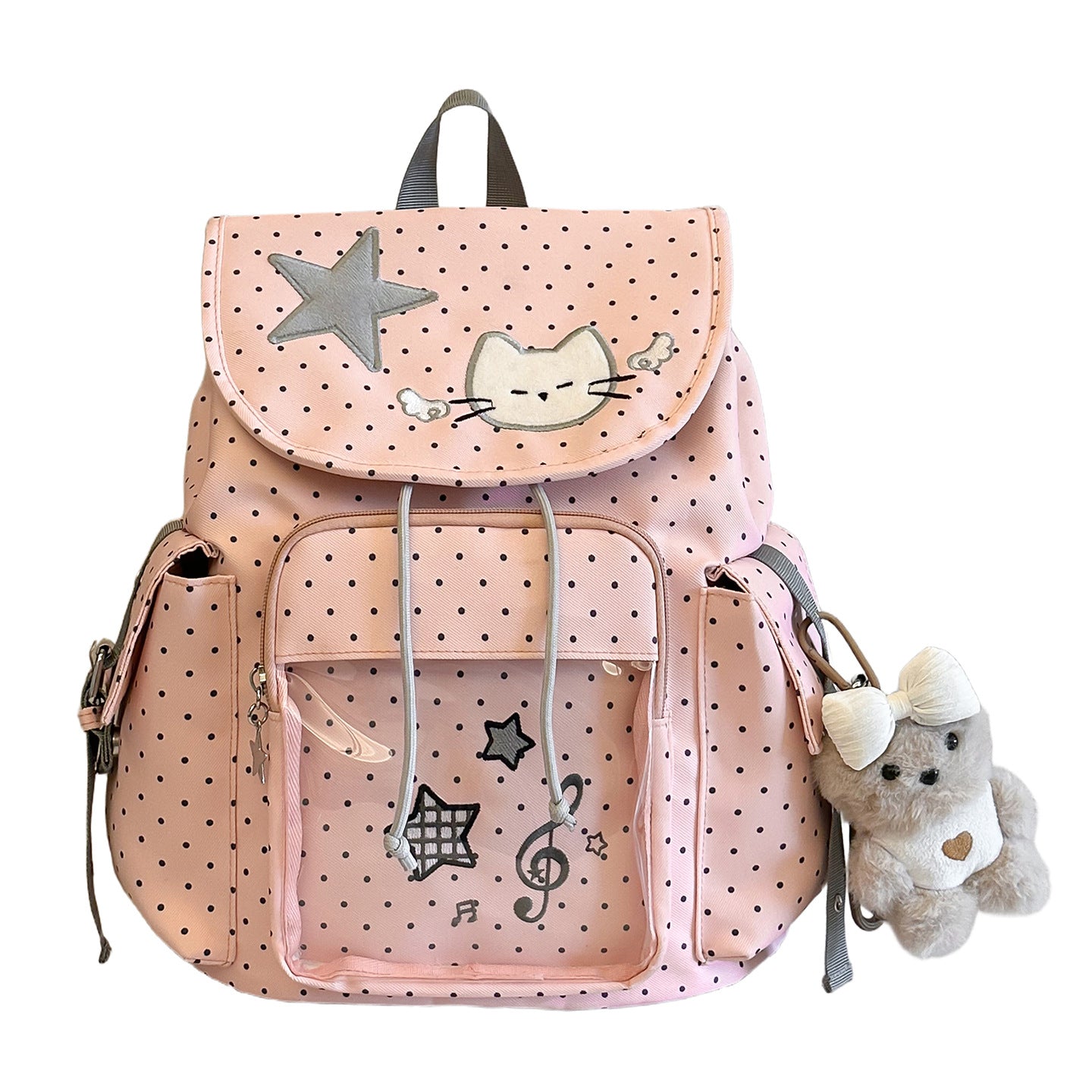 Women's Dot Full Printed Cartoon Fashion Simple College Student Schoolbag