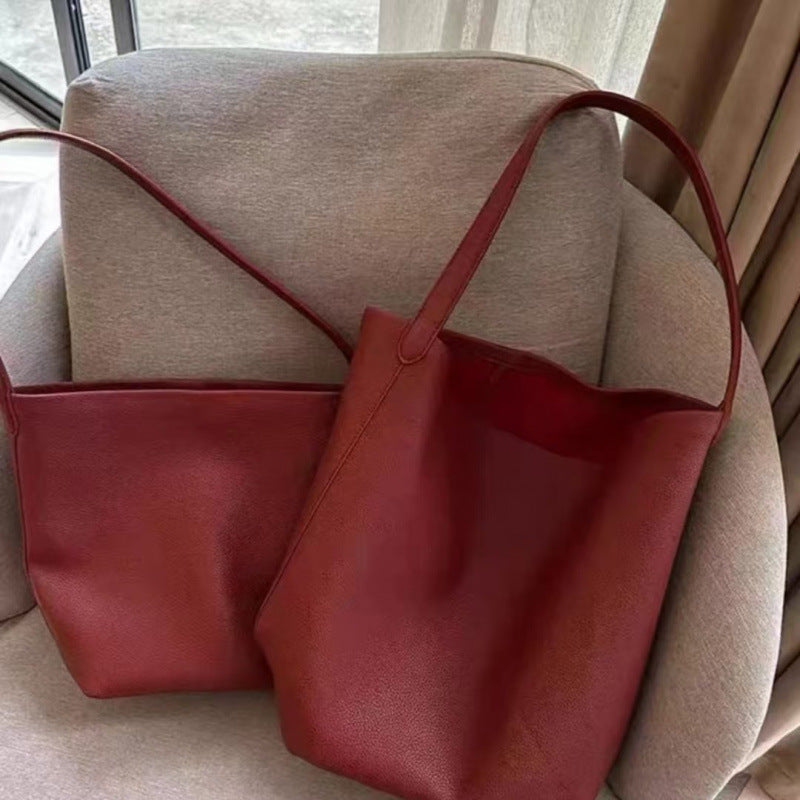Women's Genuine Leather Litchi Pattern Cowhide Large Women's Shoulder Bag