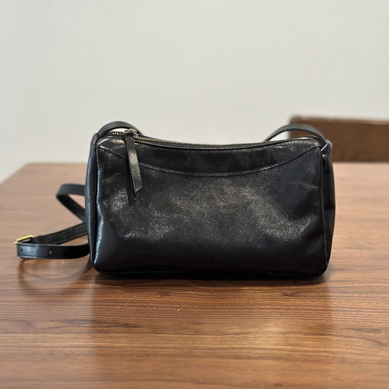 Women's Simple Brown Yellow First Layer Leather Genuine Women's Messenger Bag