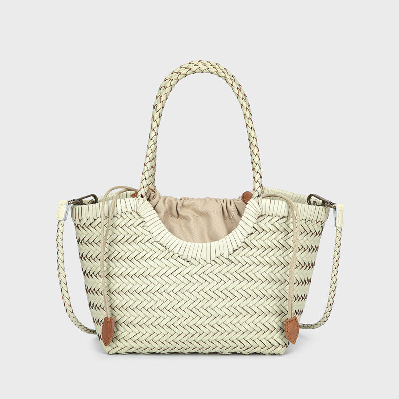 Women's Woven Vegetable Basket Vintage Leather Vacation Women's Messenger Bag