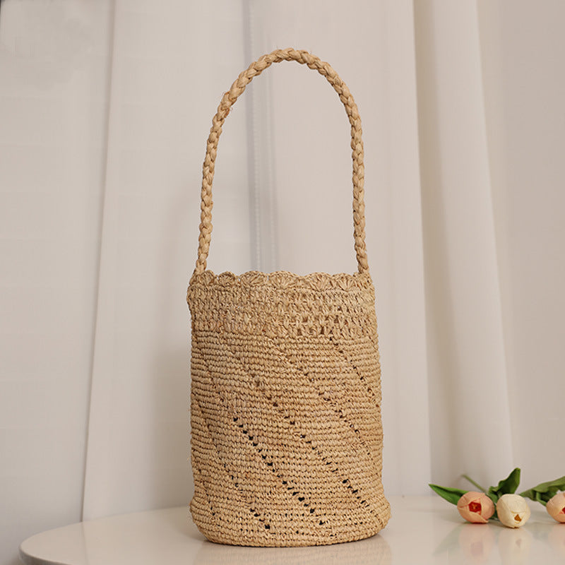 Women's Raffia Straw Lace Cutout Woven Seaside Bags