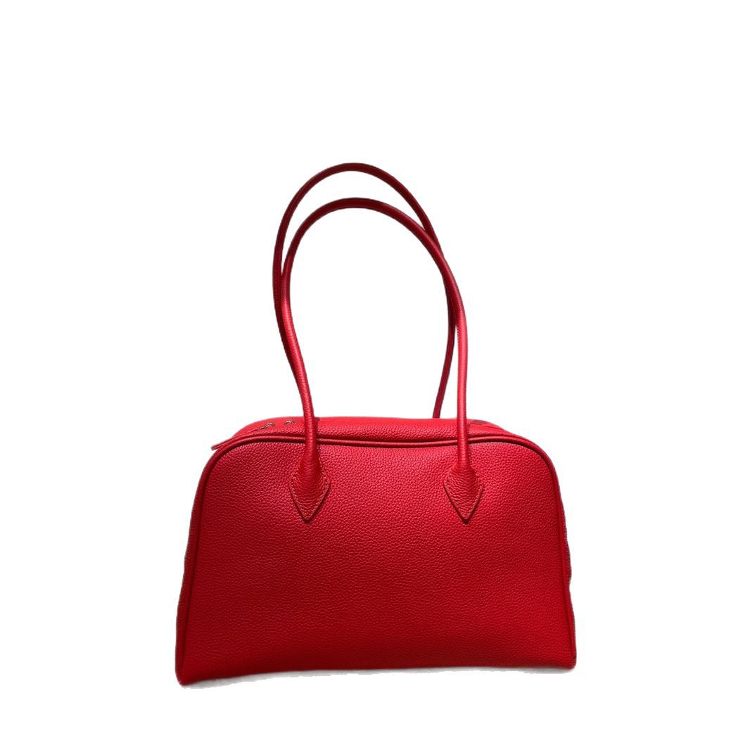 First Layer Cowhide Boston Large Capacity Commuter Women's Shoulder Bag