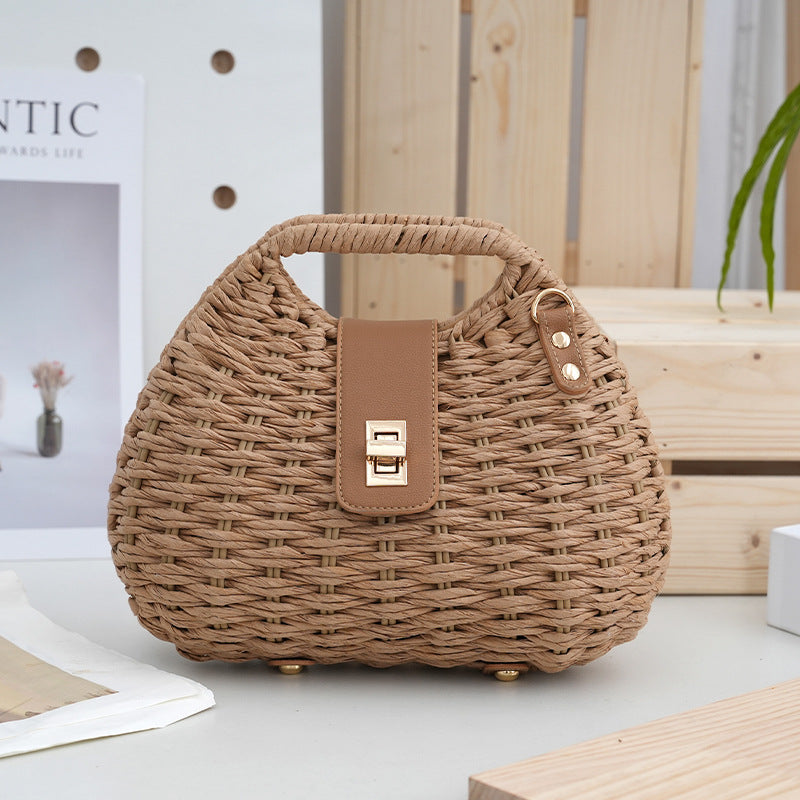 Style Simple Shell Autumn Cover Vacation Leisure Straw Women's Messenger Bag