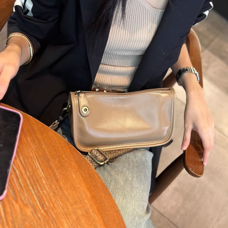 Women's Popular Leather White Summer High Sense Niche Small Square Bag