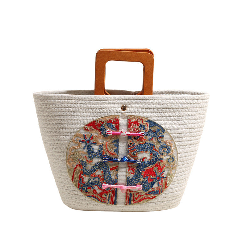 Women's Chinese Style Straw Big Fashion Woven Seaside Holiday For Handbags
