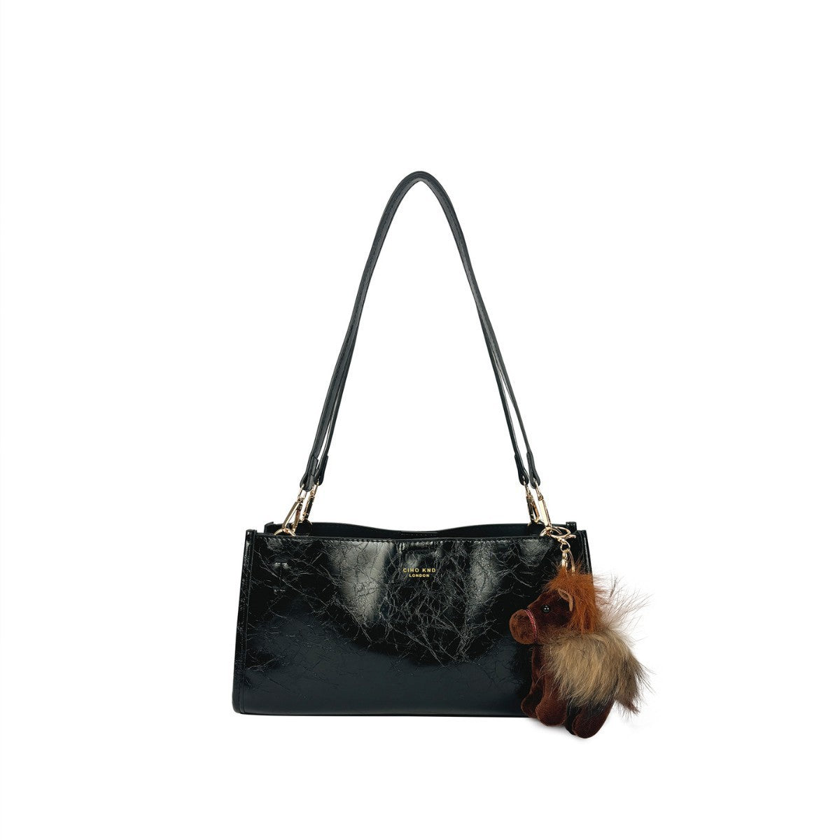 Women's Hand Warmer Cocoa Black For Texture Shoulder Bags