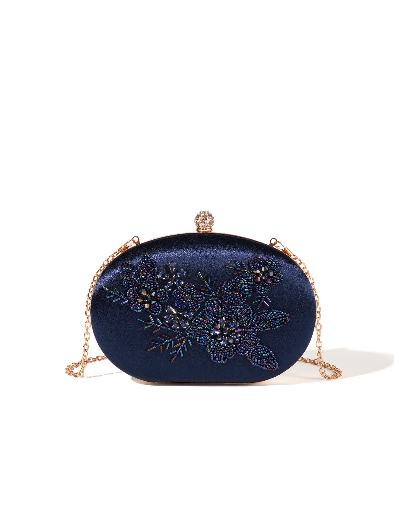 Style Pearl Embroidery Beaded Flower Cheongsam Clutch Satin Bridal Dinner Bag
