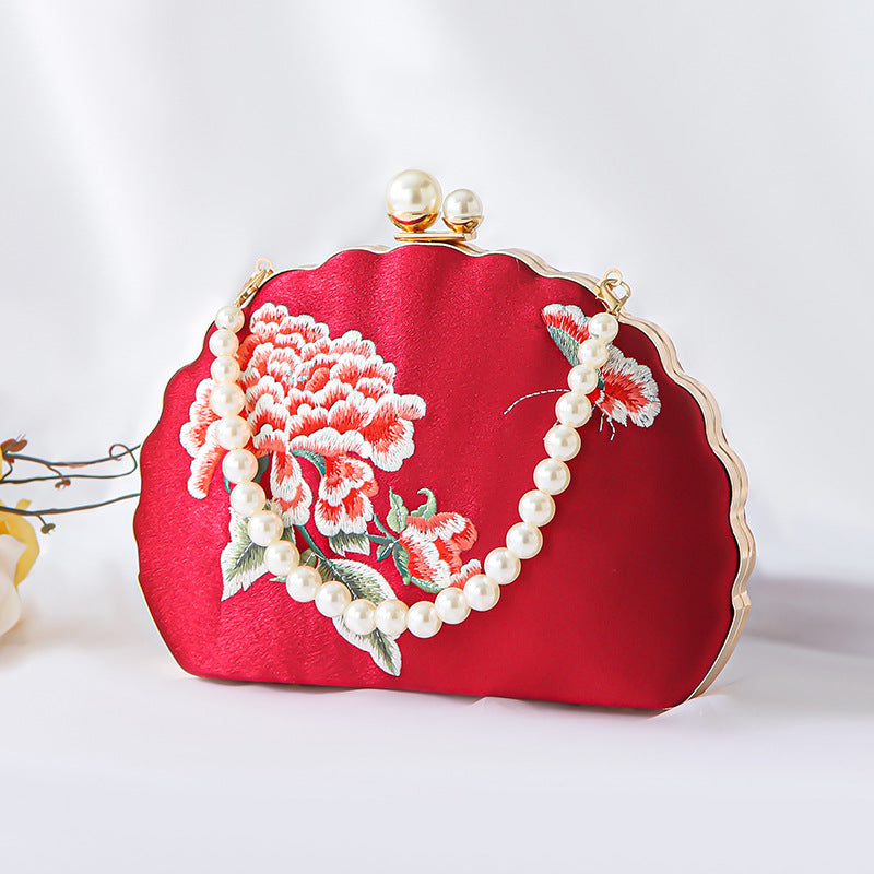 Women's Cheongsam Peony Embroidery Style Shell Banquet Dinner Bag
