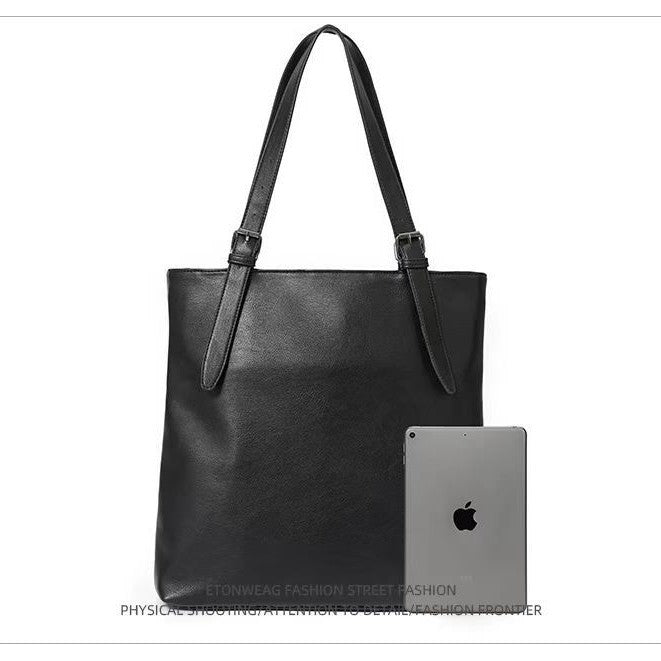 Men's Trip Leisure Large Capacity Totes Soft Leather File Men's Tote