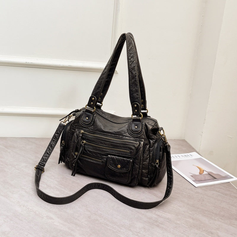 Motorcycle Large Capacity Retro Style French Tote Bag