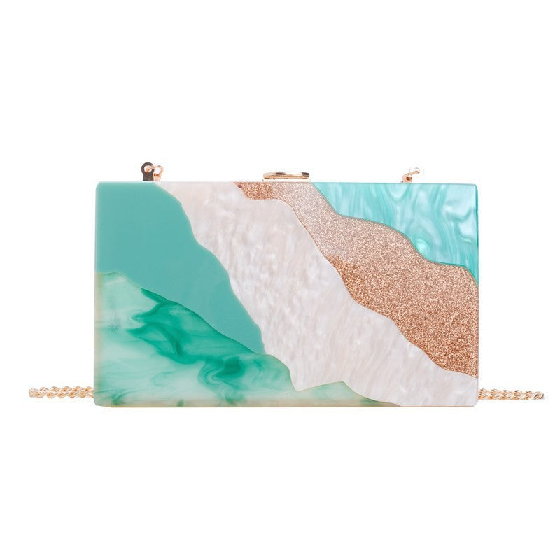 Women's Color Contrast Patchwork Acrylic Wedding Party Bags