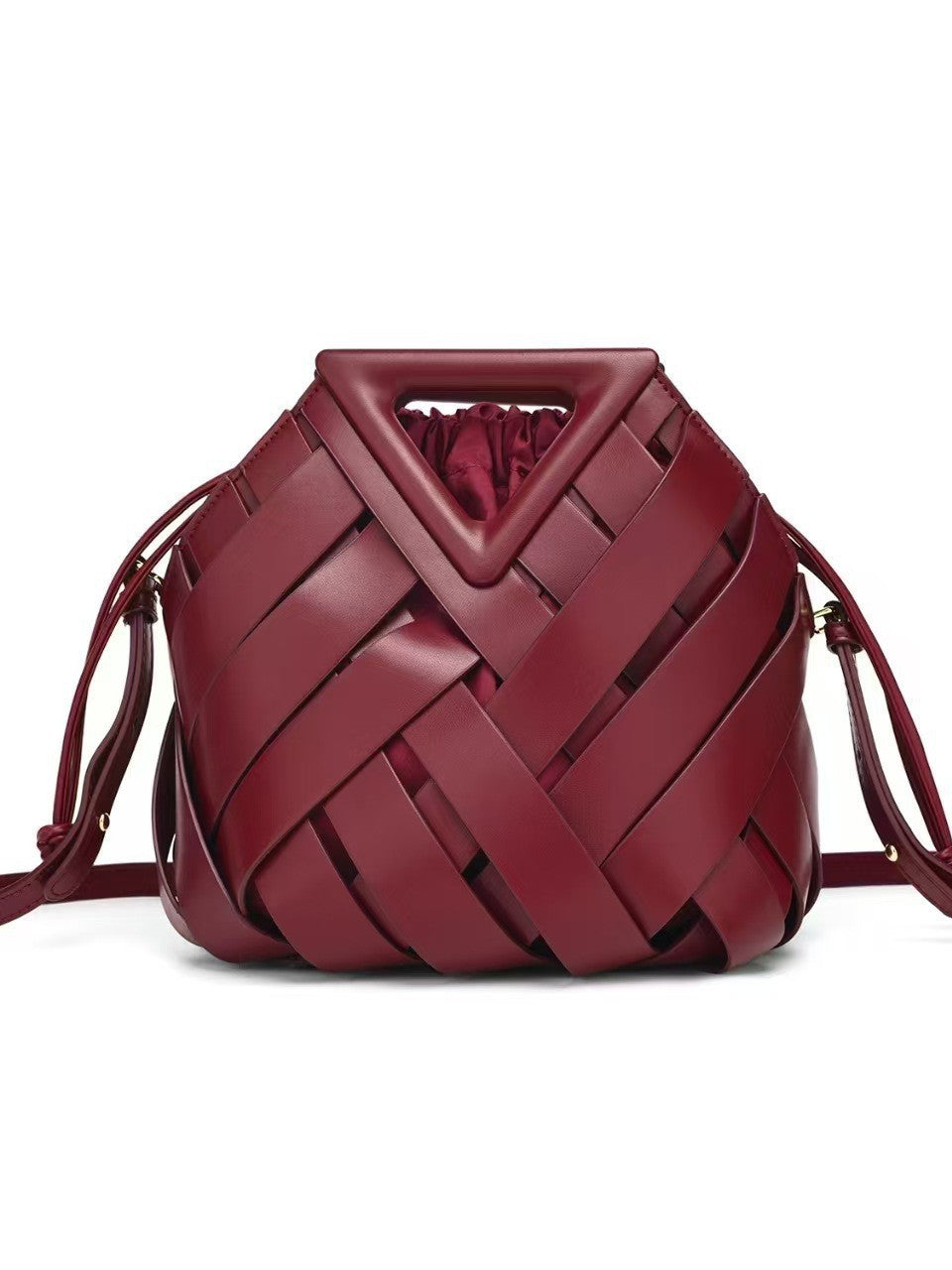 Women's Inverted Triangle Hollow Vegetable Basket Woven Women's Messenger Bag