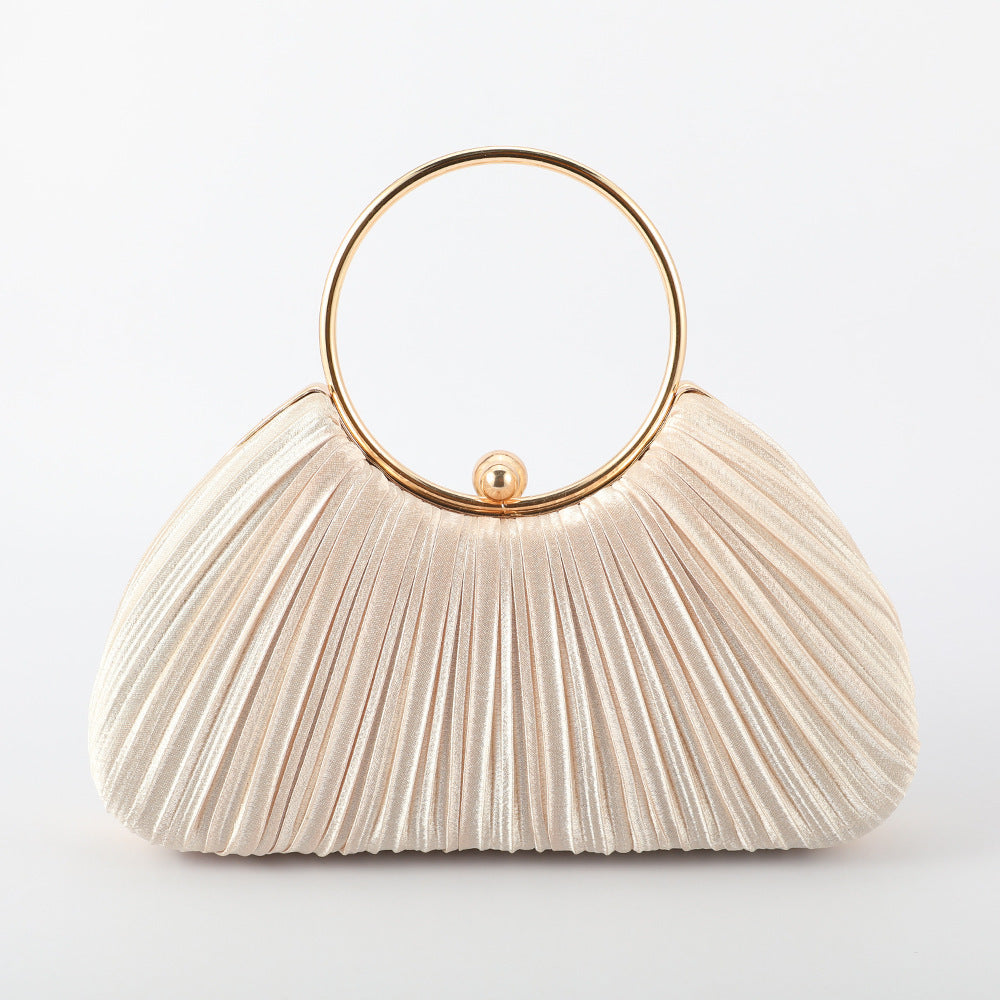 Women's Simple Silk Pleated Dress Clutch Retro National Style Dinner Bag