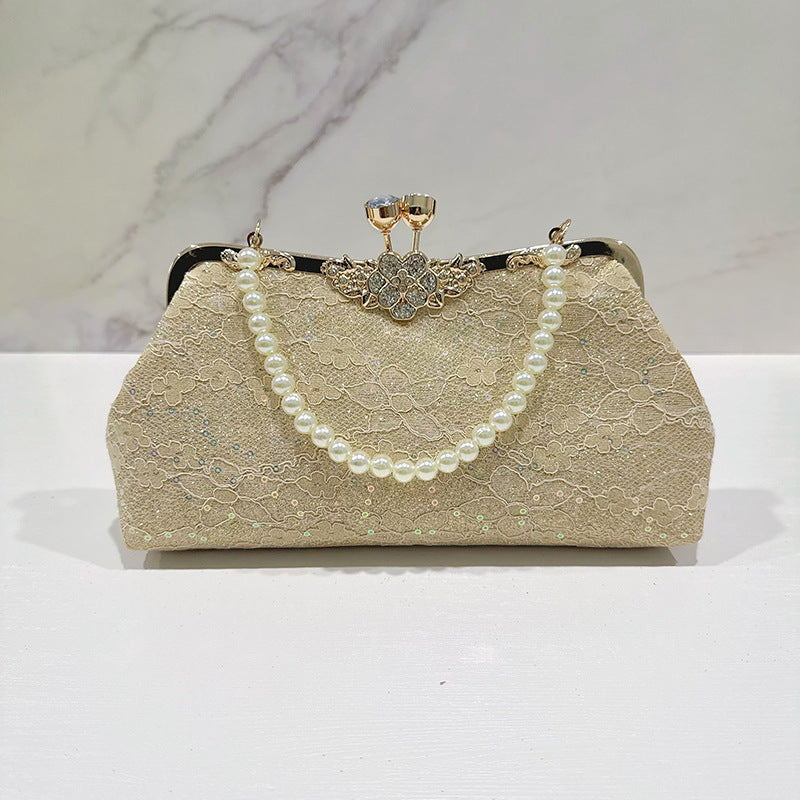 Women's Lace Fashion Dress Cheongsam Clutch Wear Chain Chinese Dinner Bag