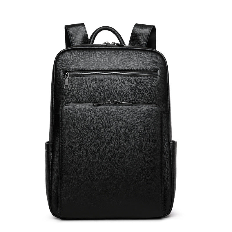 Men's Leather Large Capacity First Layer Business Leisure Backpack