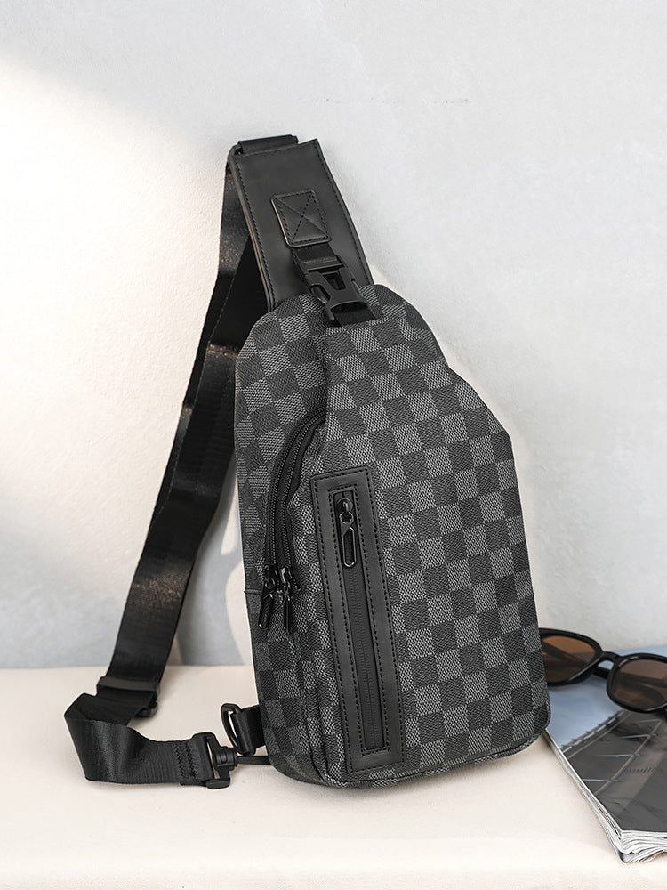 Men's Classic Plaid Simple For Business Men's Shoulder Bags