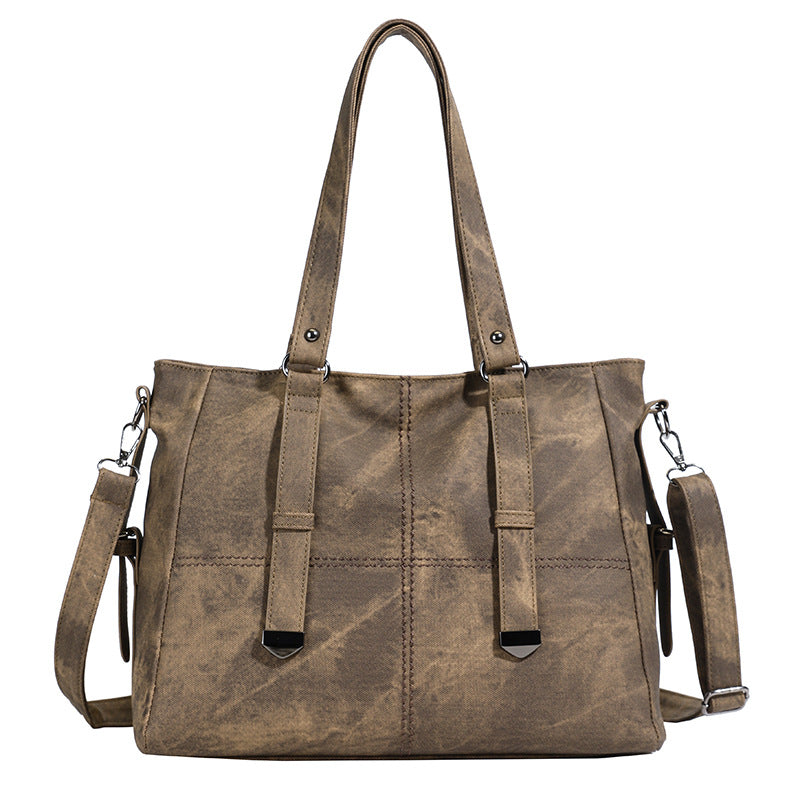Women's Large Capacity Simple Retro Texture Class Women's Shoulder Bag