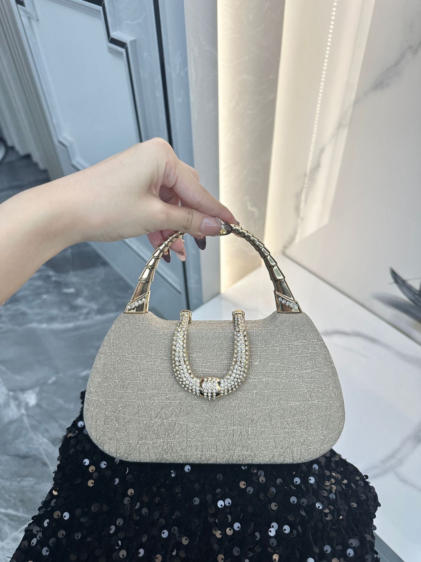 Popular Dress Banquet Matching Thin Glittering Dinner Bag
