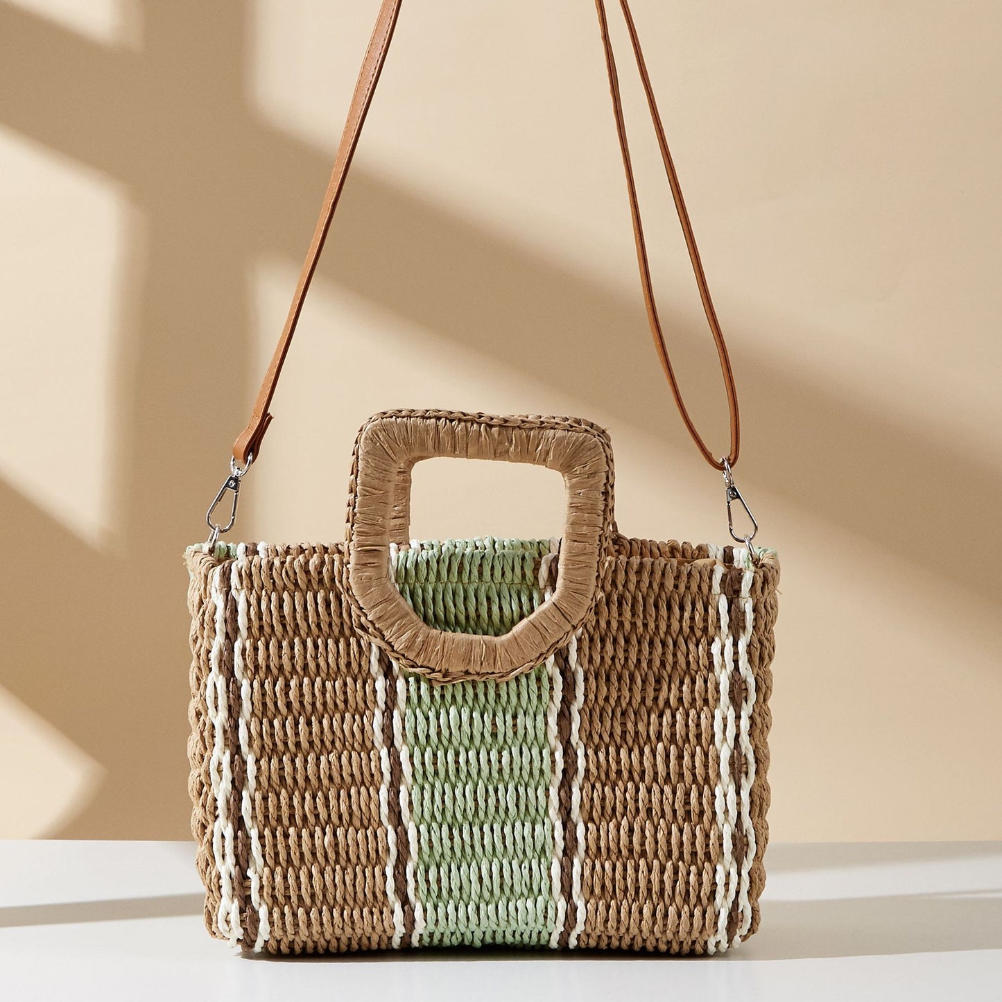Women's Straw Striped Large Capacity Woven Fashion Women's Handbag