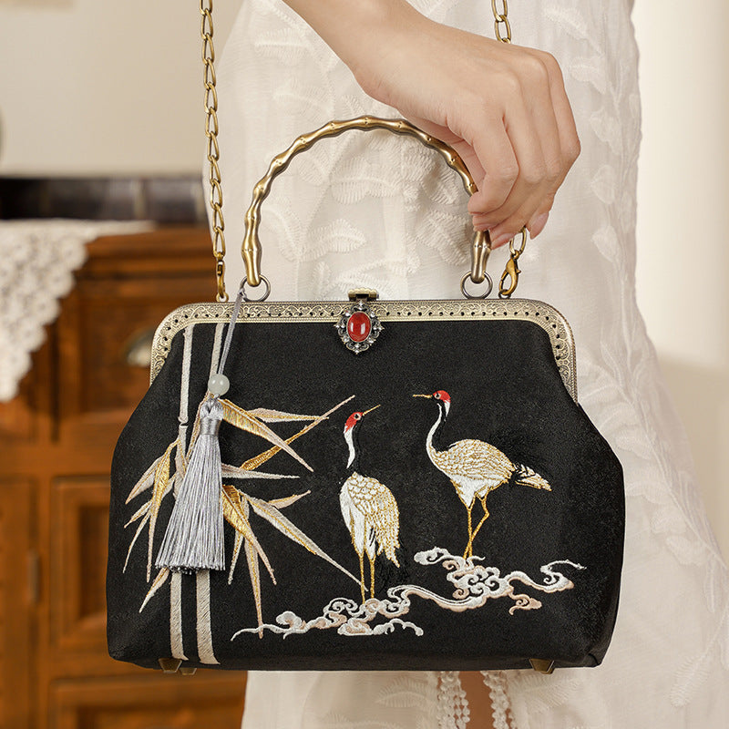 Double Flying Embroidered Ancient Style Cheongsam Banquet Women's Handbag
