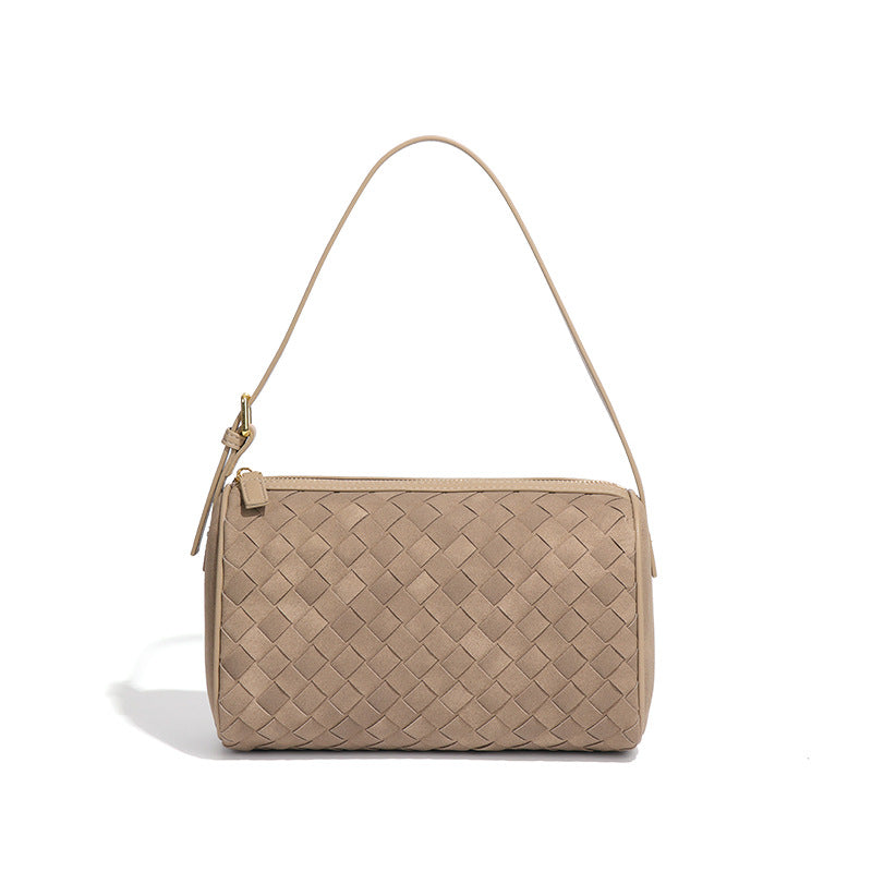 Women's Round Fashion Trend Woven Frosted Suede One Women's Handbag