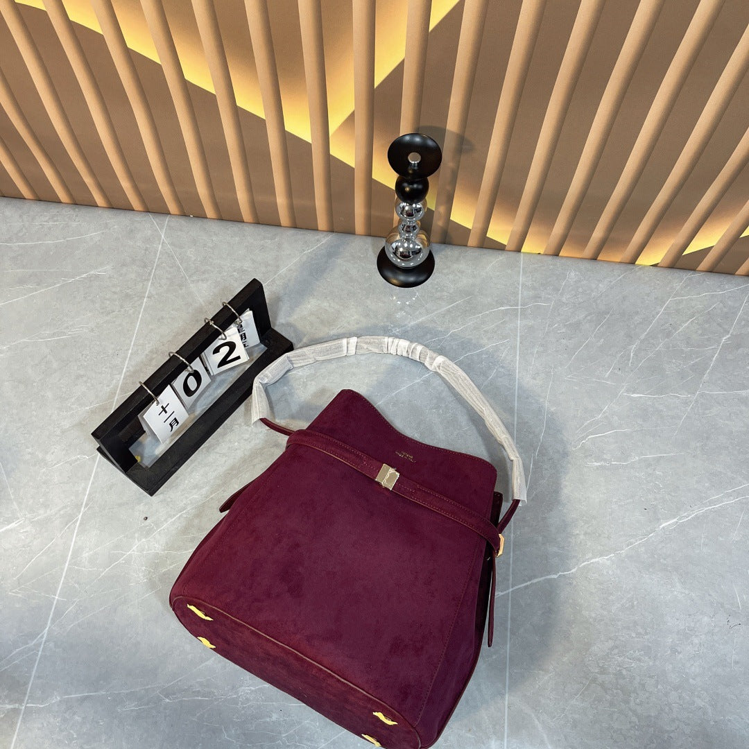 Genuine Leather Simple Female Swedish Design Versatile Bucket Bags