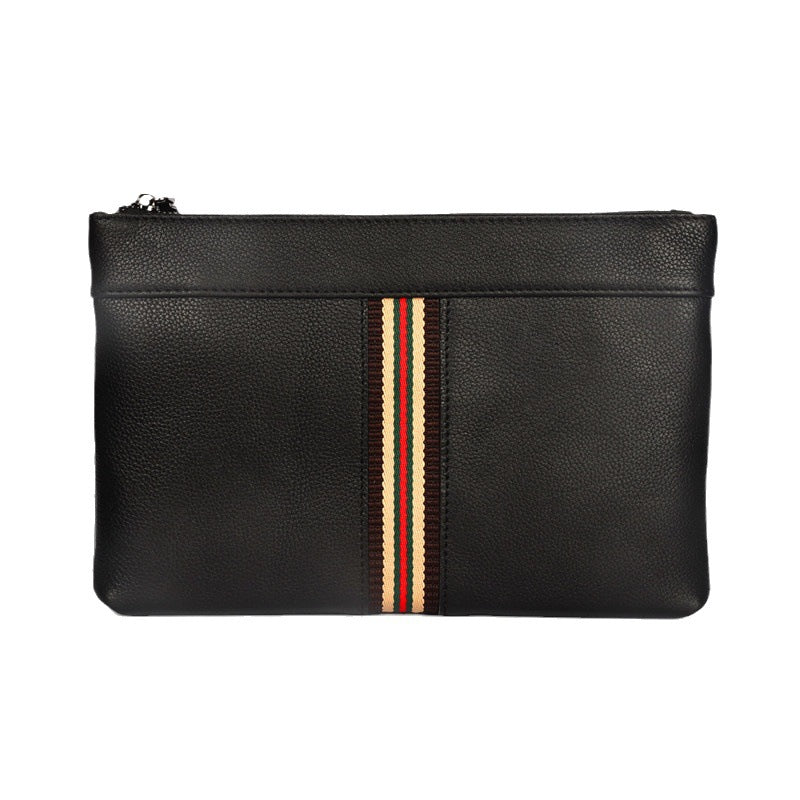 Men's Leather Horizontal Contrasting Color Business Fashion Leisure Trendy Men's Clutch