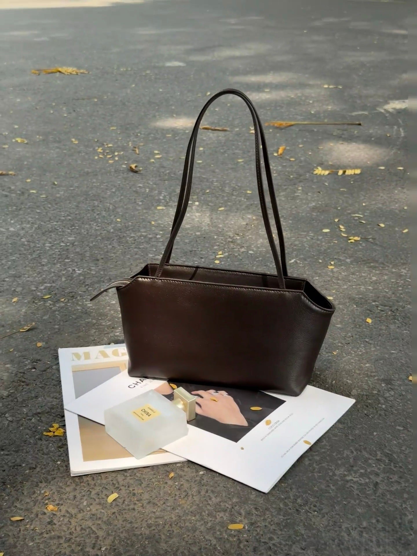 Inside Outside Sheepskin Vintage Leather High Sense Large Capacity Tote Bag