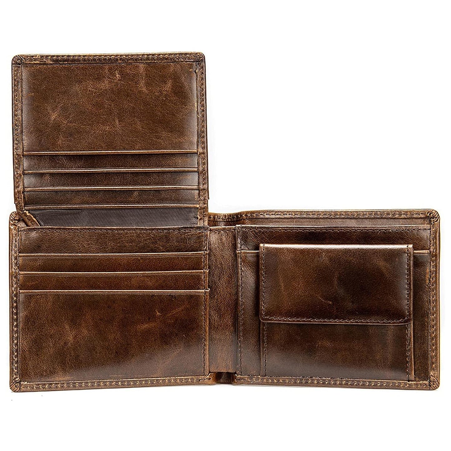 Men's Vintage Leather Swiping Gold Clip Short Purses