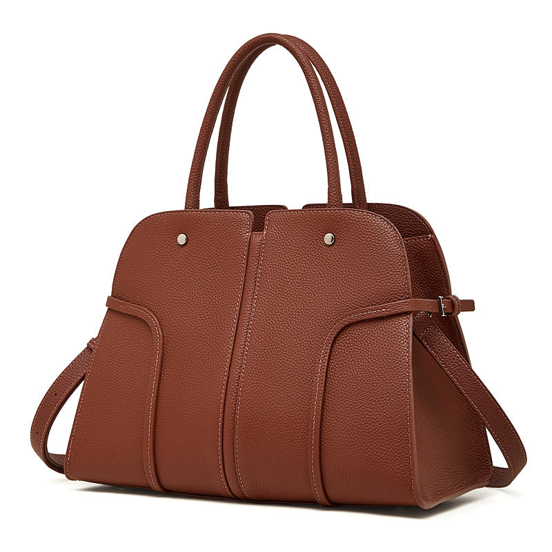 Women's Layer Cowhide Large Capacity Smiley Shell Genuine Handbags
