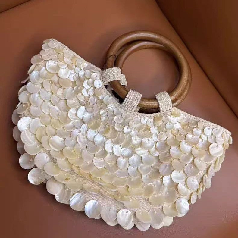 Women's Beaded Fritillary Dinner Style Shell Portable Women's Handbag