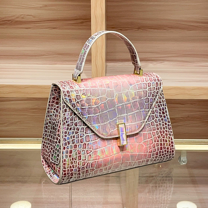 Women's Crocodile Pattern Portable Kelly Genuine Leather Affordable Women's Messenger Bag