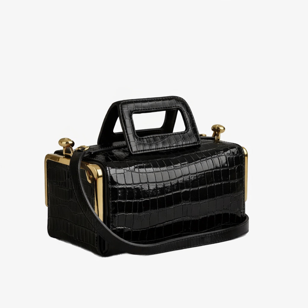 Women's Bilateral Clip Crocodile Pattern Frame Fashion Women's Handbag