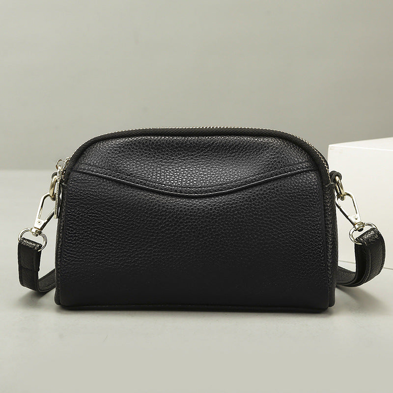 Layer Zipper First Cattlehide Leather Fashion Genuine Shell Women's Messenger Bag