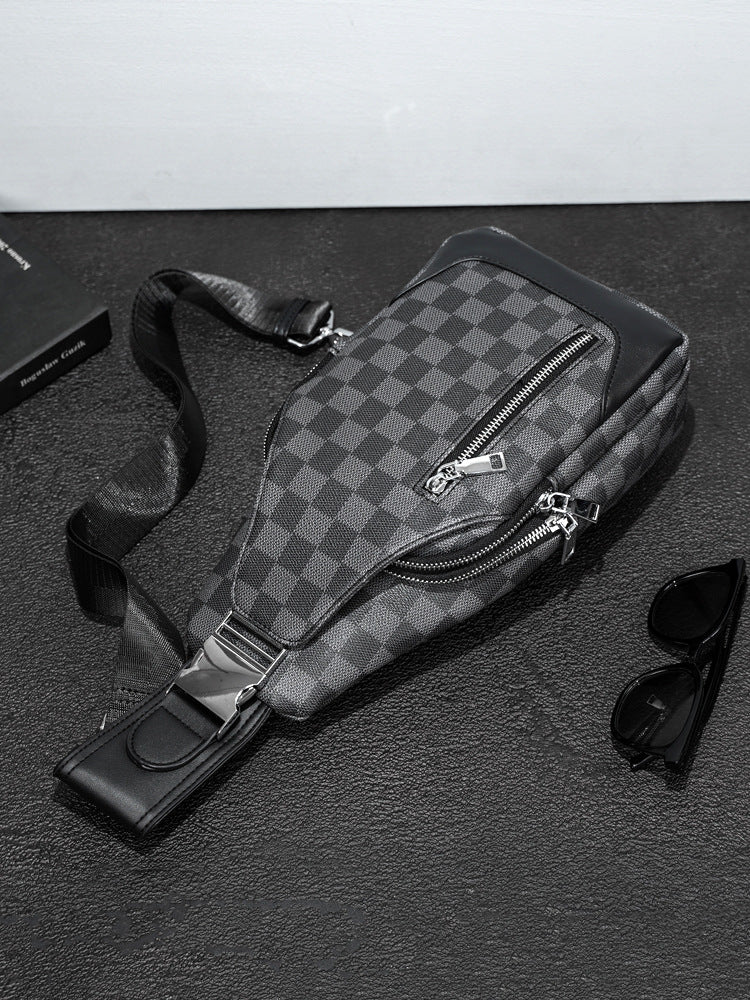 New Men's Classic Plaid Commute Minimalist Men's Bags