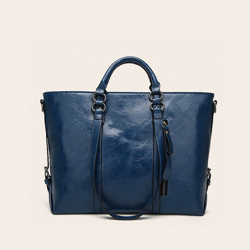 Women's Large Capacity Retro Oil Wax Skin Women's Shoulder Bag
