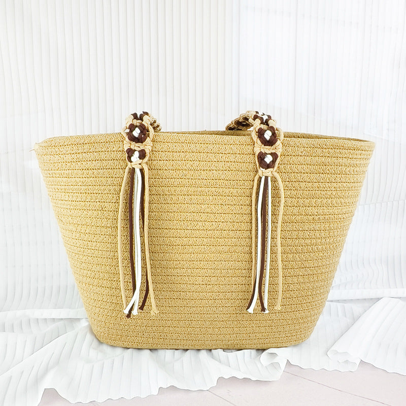 Women's Large Capacity Cotton Thread French Seaside Women's Shoulder Bag