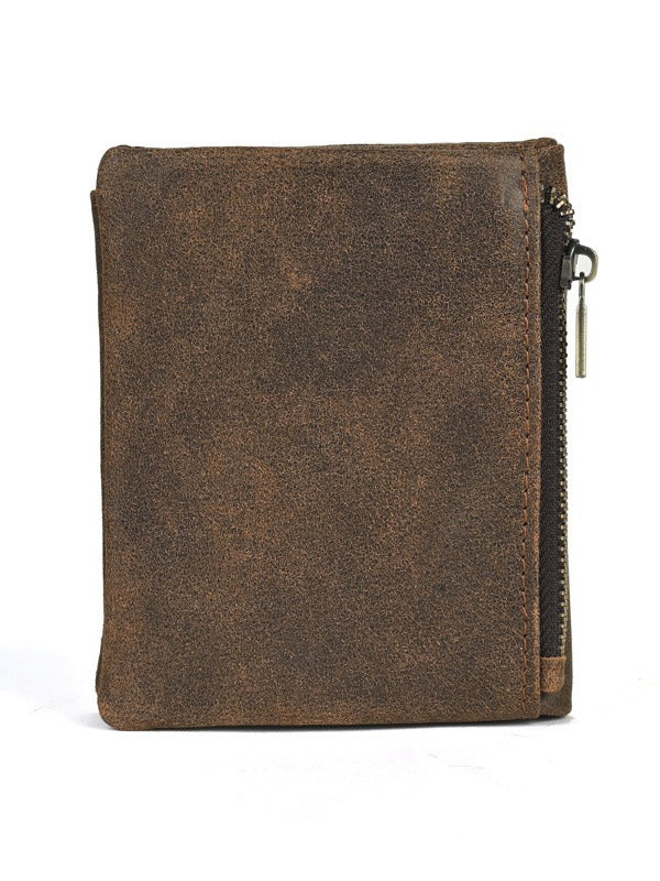 Men's Ancient Hipster Genuine Leather Vertical Fashion Vintage Cowhide Men's Wallets