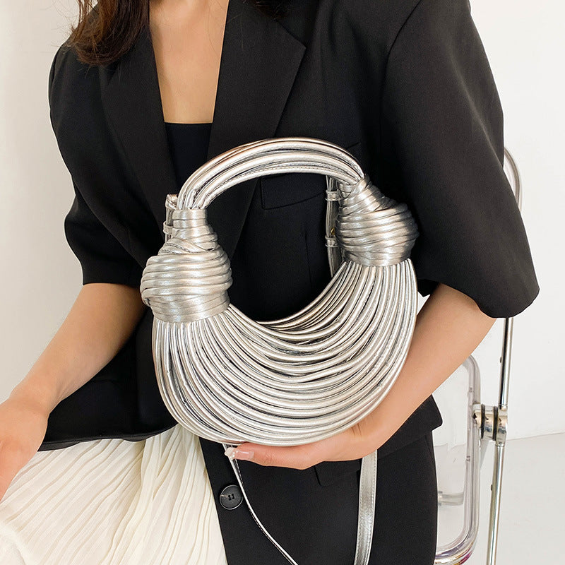 Hand-woven Bread Noodle Wire Portable Underarm Women's Handbag
